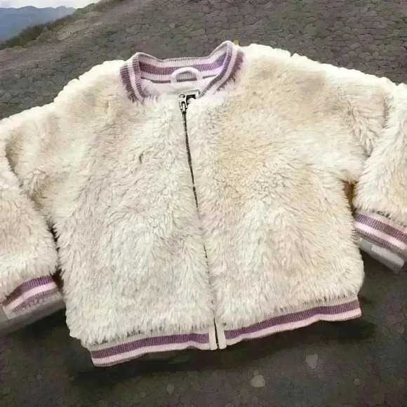 Janie and Jack White Faux Fur‎ Zip Front Jacket 12-18m - Picture 1 of 3
